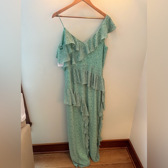 NWT Mikael Aghal Green Floral Gown - Picture 7 of 9